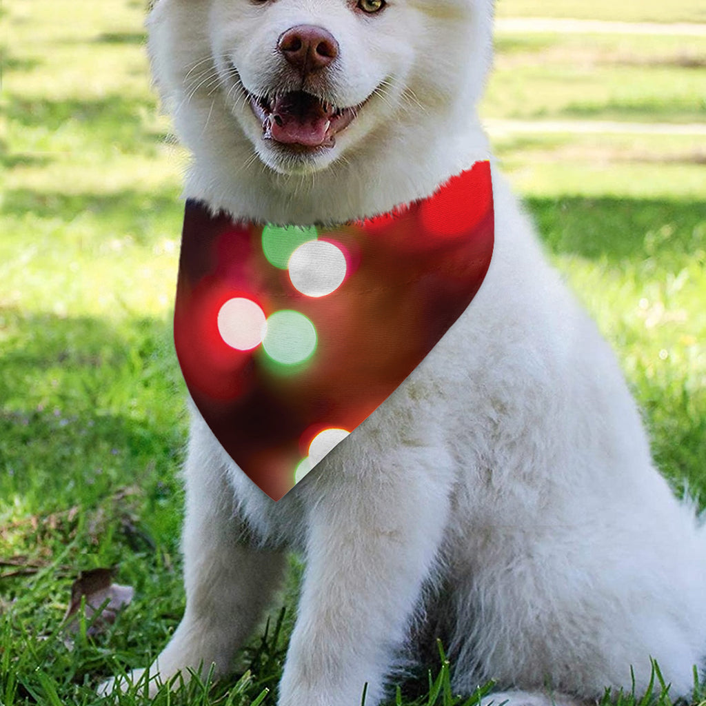 Defocused Christmas Lights Print Over The Collar Dog Bandana