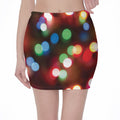 Defocused Christmas Lights Print Pencil Mini Skirt