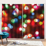 Defocused Christmas Lights Print Pencil Pleat Curtains