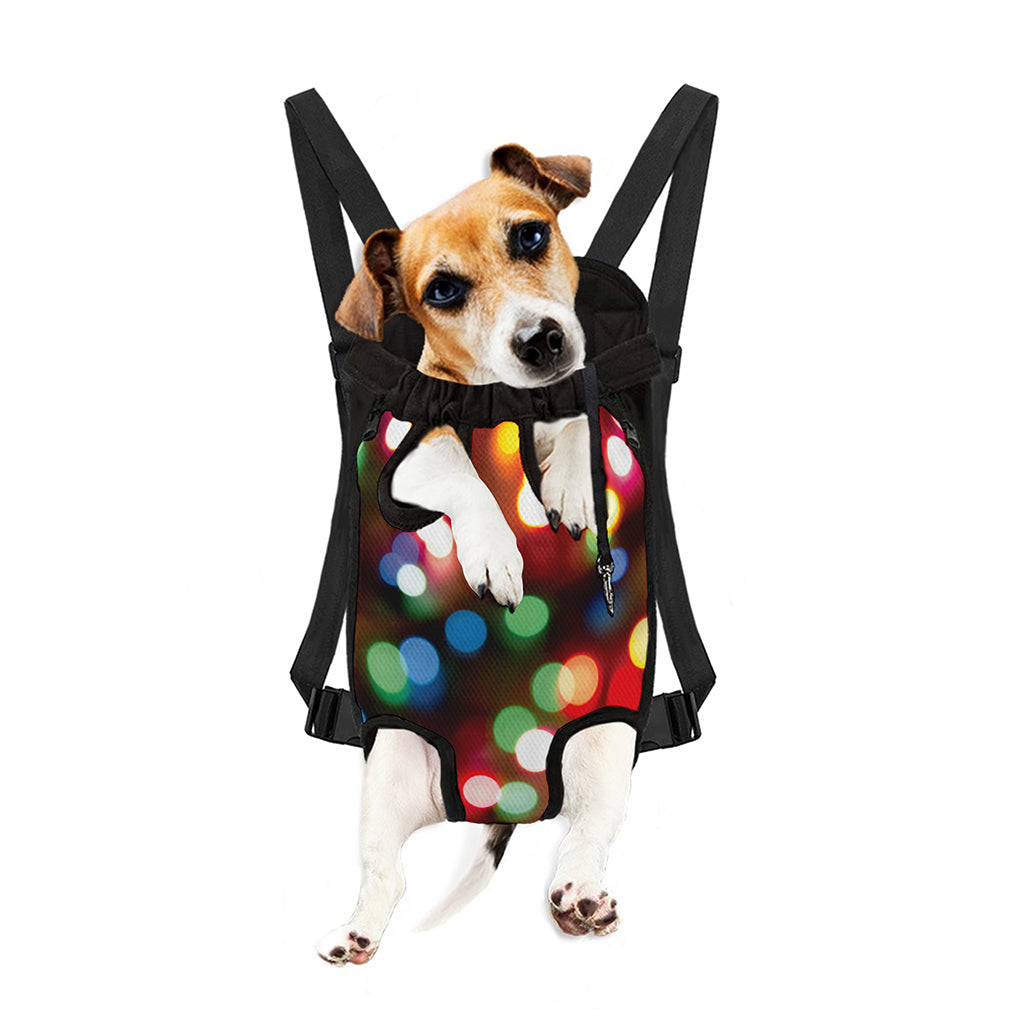 Defocused Christmas Lights Print Pet Carrier Backpack
