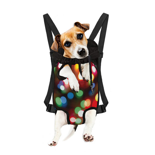 Defocused Christmas Lights Print Pet Carrier Backpack