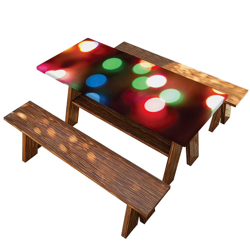 Defocused Christmas Lights Print Picnic Table Cover