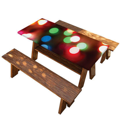 Defocused Christmas Lights Print Picnic Table Cover