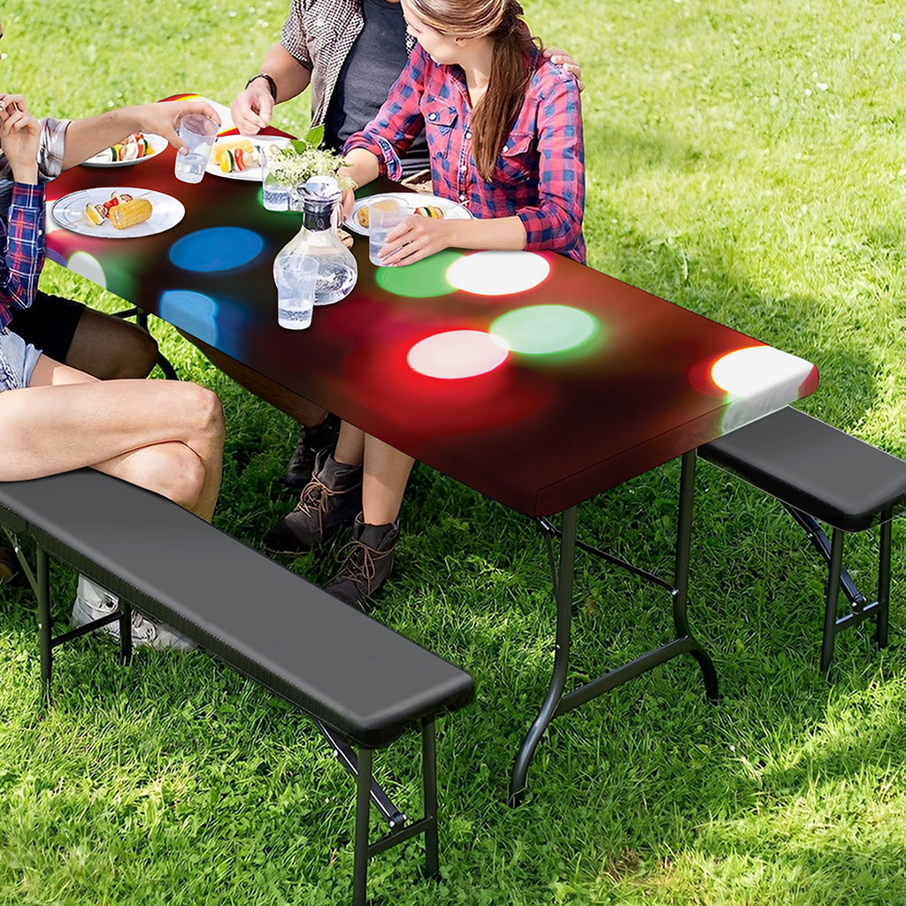 Defocused Christmas Lights Print Picnic Table Cover