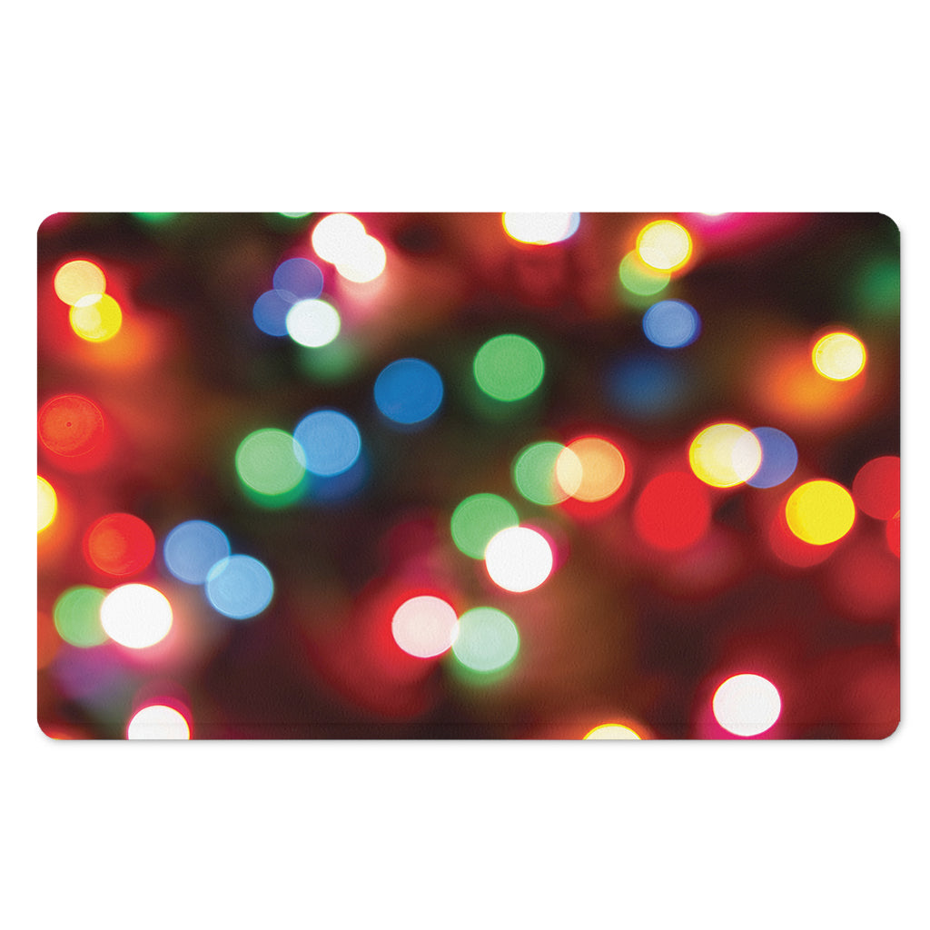 Defocused Christmas Lights Print Polyester Doormat