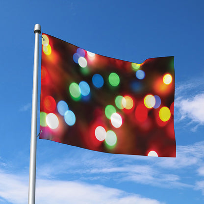 Defocused Christmas Lights Print Polyester Flag