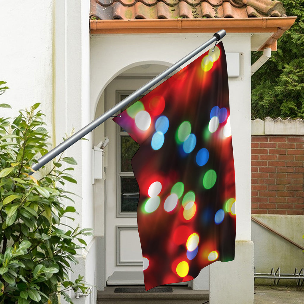 Defocused Christmas Lights Print Polyester Flag