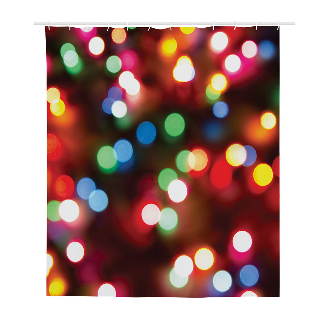 Defocused Christmas Lights Print Polyester Shower Curtain