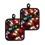 Defocused Christmas Lights Print Pot Holders