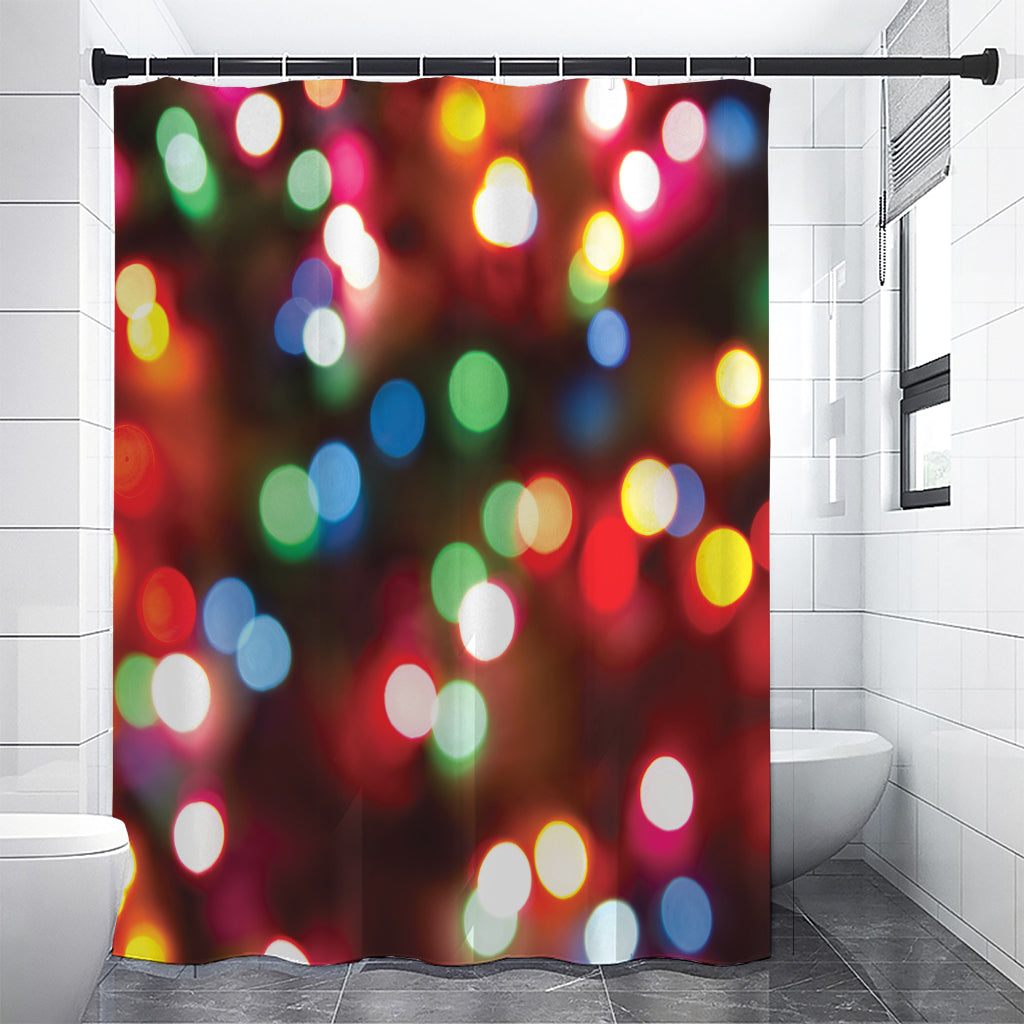 Defocused Christmas Lights Print Premium Shower Curtain