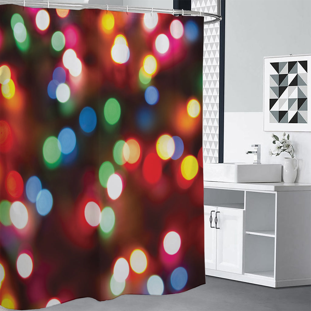 Defocused Christmas Lights Print Premium Shower Curtain