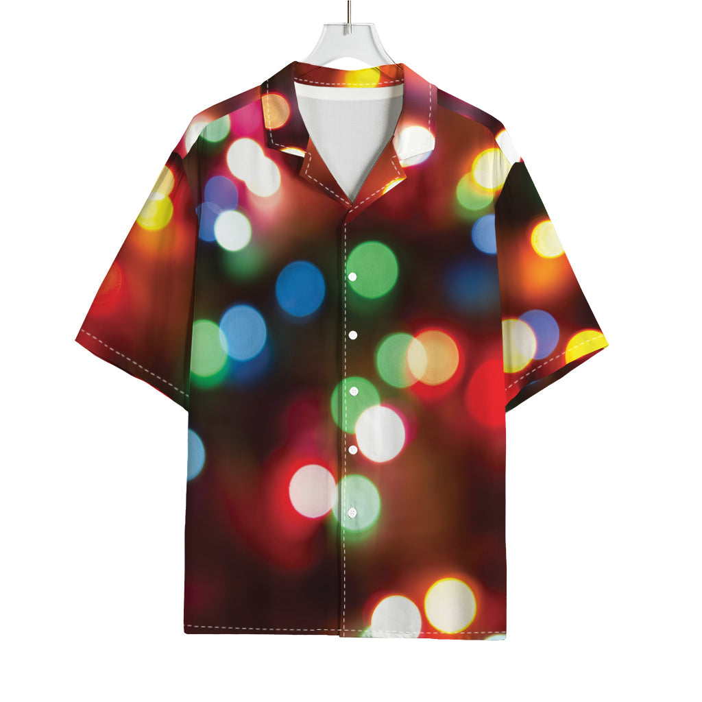 Defocused Christmas Lights Print Rayon Hawaiian Shirt