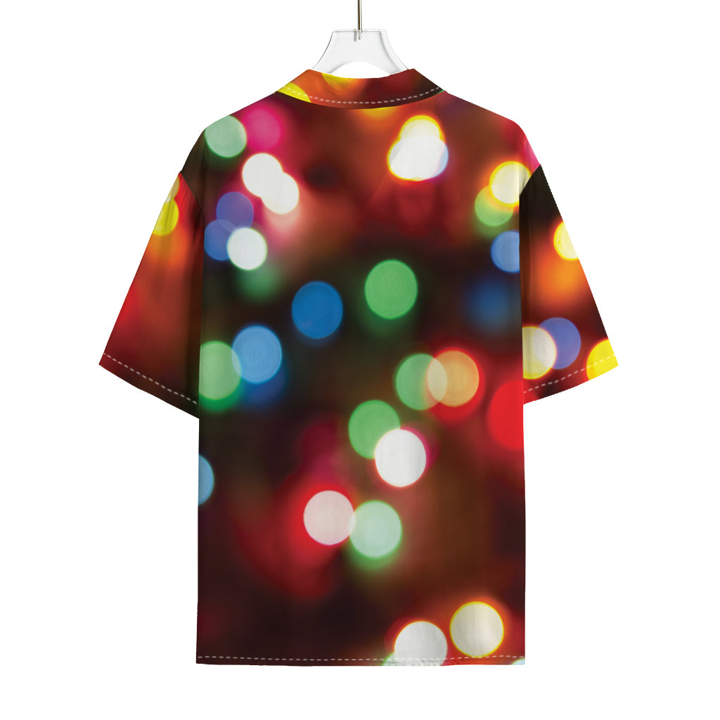 Defocused Christmas Lights Print Rayon Hawaiian Shirt