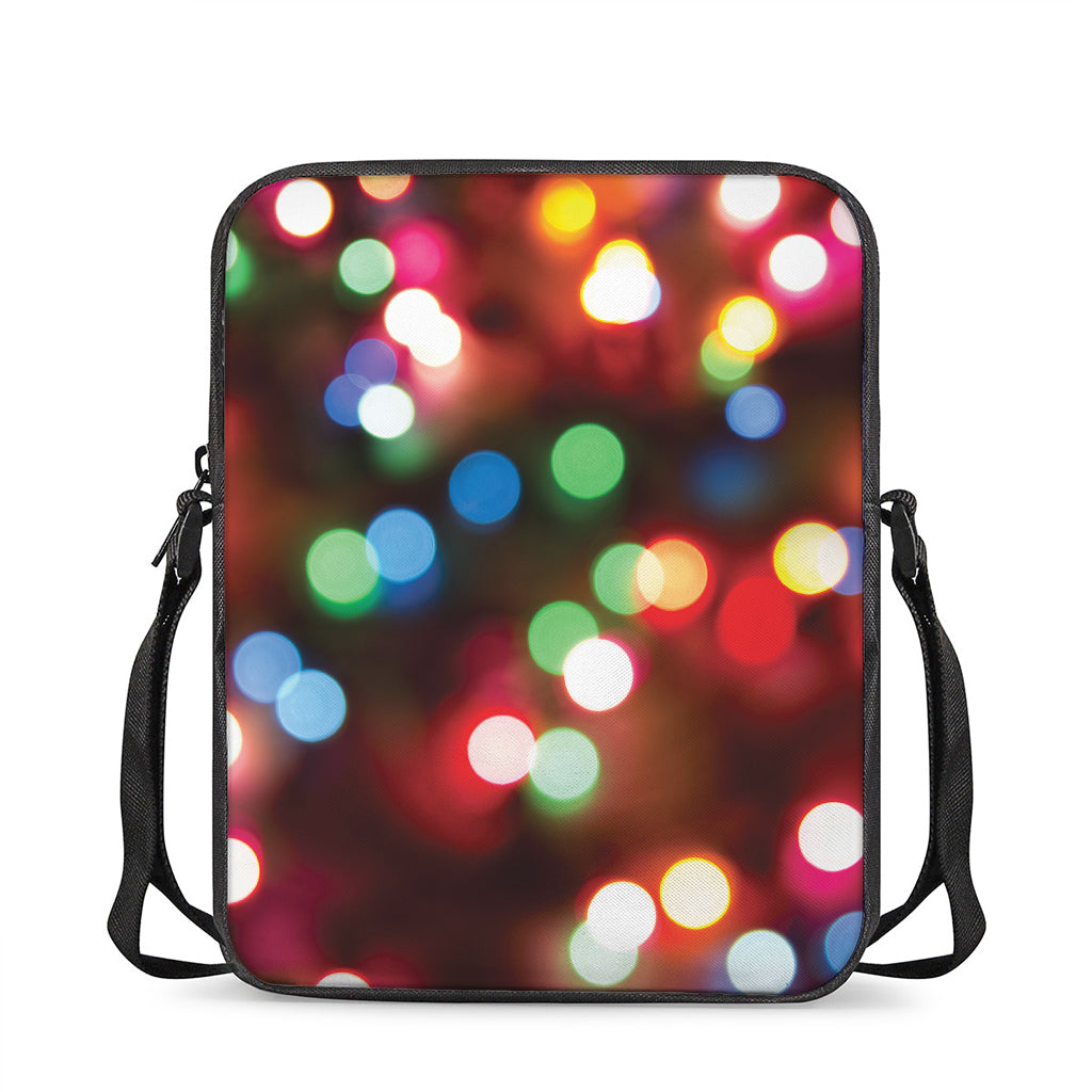 Defocused Christmas Lights Print Rectangular Crossbody Bag