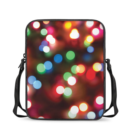 Defocused Christmas Lights Print Rectangular Crossbody Bag