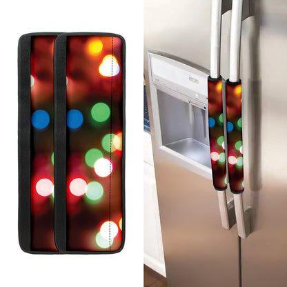 Defocused Christmas Lights Print Refrigerator Handle Covers