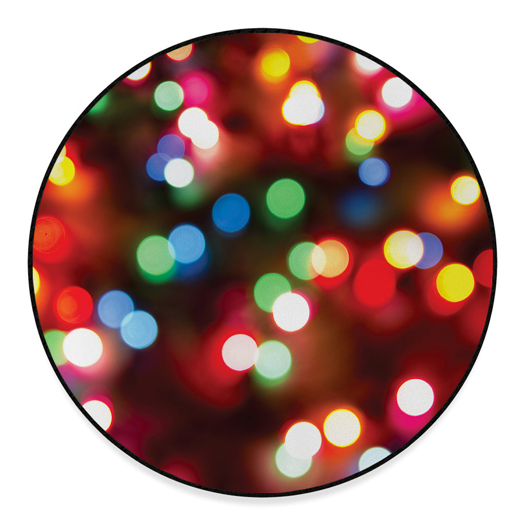 Defocused Christmas Lights Print Round Floor Mat