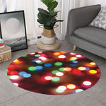 Defocused Christmas Lights Print Round Rug