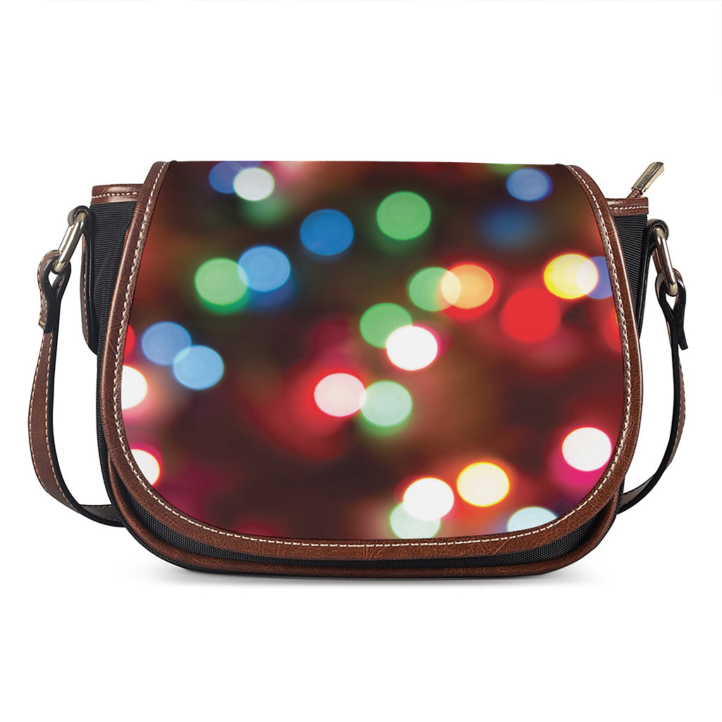 Defocused Christmas Lights Print Saddle Bag