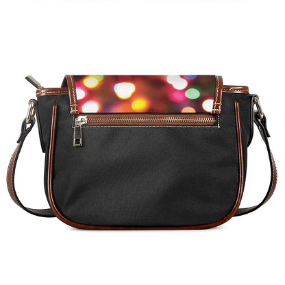 Defocused Christmas Lights Print Saddle Bag