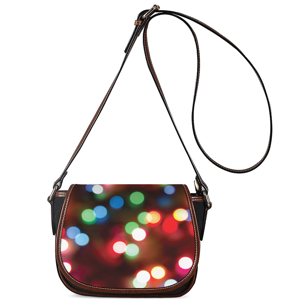 Defocused Christmas Lights Print Saddle Bag