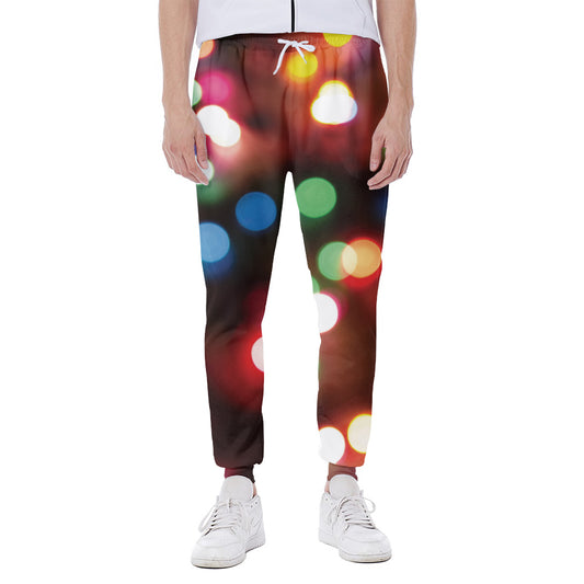 Defocused Christmas Lights Print Scuba Joggers