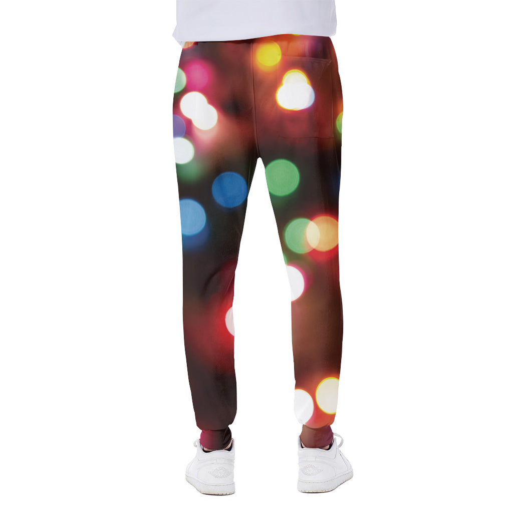 Defocused Christmas Lights Print Scuba Joggers