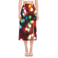 Defocused Christmas Lights Print Side Slit Midi Skirt