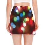 Defocused Christmas Lights Print Side Slit Mini Skirt