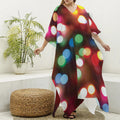 Defocused Christmas Lights Print Silk V-Neck Kaftan Dress
