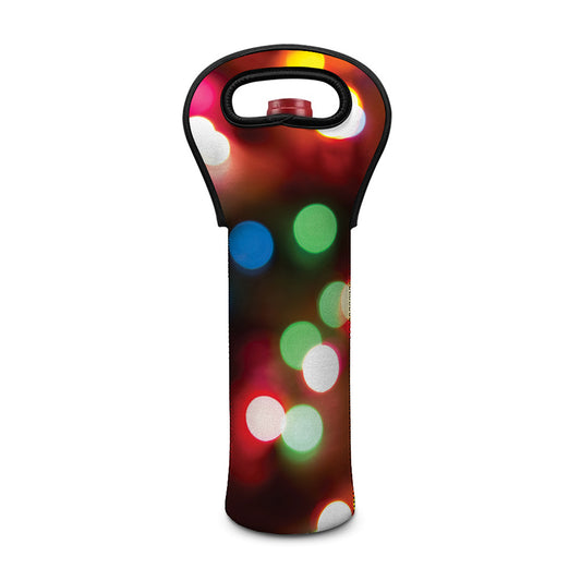 Defocused Christmas Lights Print Single Neoprene Wine Tote