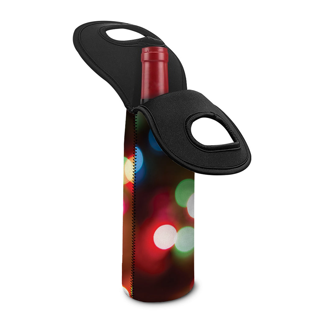 Defocused Christmas Lights Print Single Neoprene Wine Tote