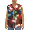 Defocused Christmas Lights Print Sleeveless Baseball Jersey