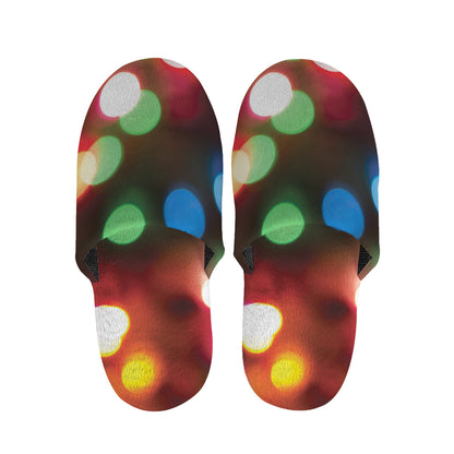 Defocused Christmas Lights Print Slippers