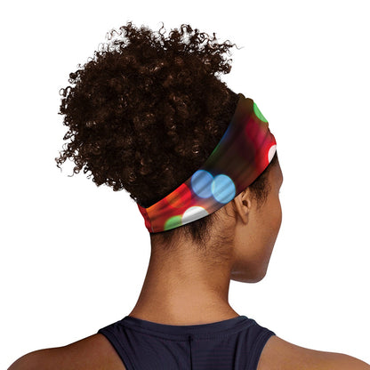 Defocused Christmas Lights Print Sports Headband