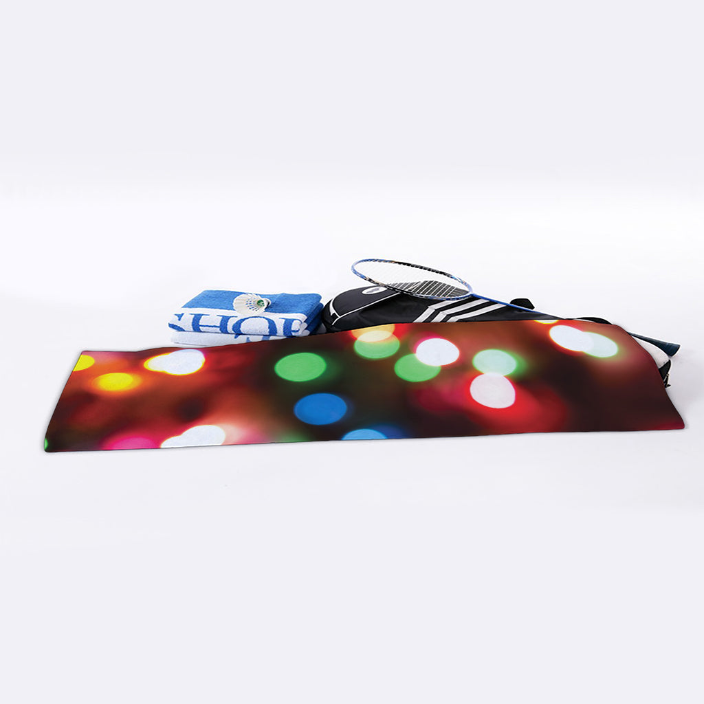 Defocused Christmas Lights Print Sports Towel