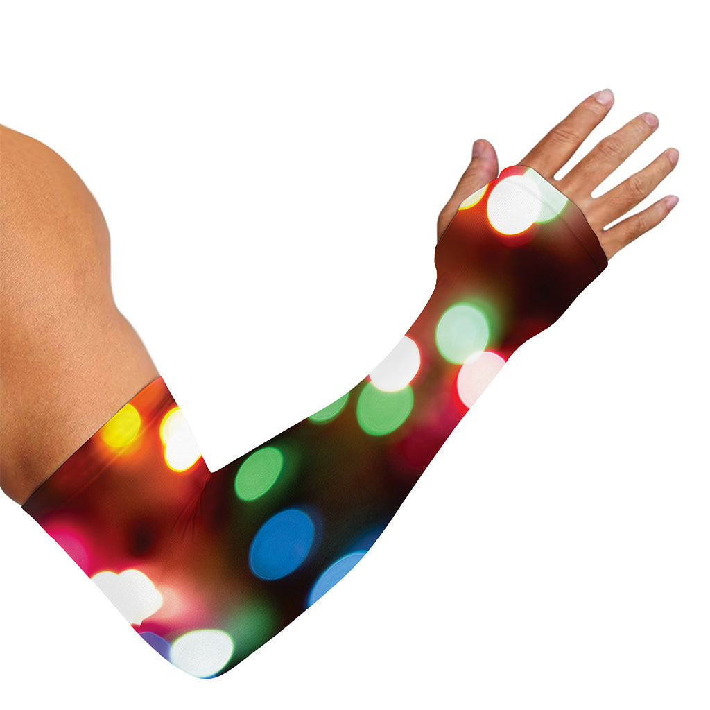 Defocused Christmas Lights Print Sun Protection Arm Sleeves