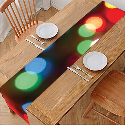 Defocused Christmas Lights Print Table Runner