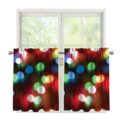 Defocused Christmas Lights Print Tier Curtains