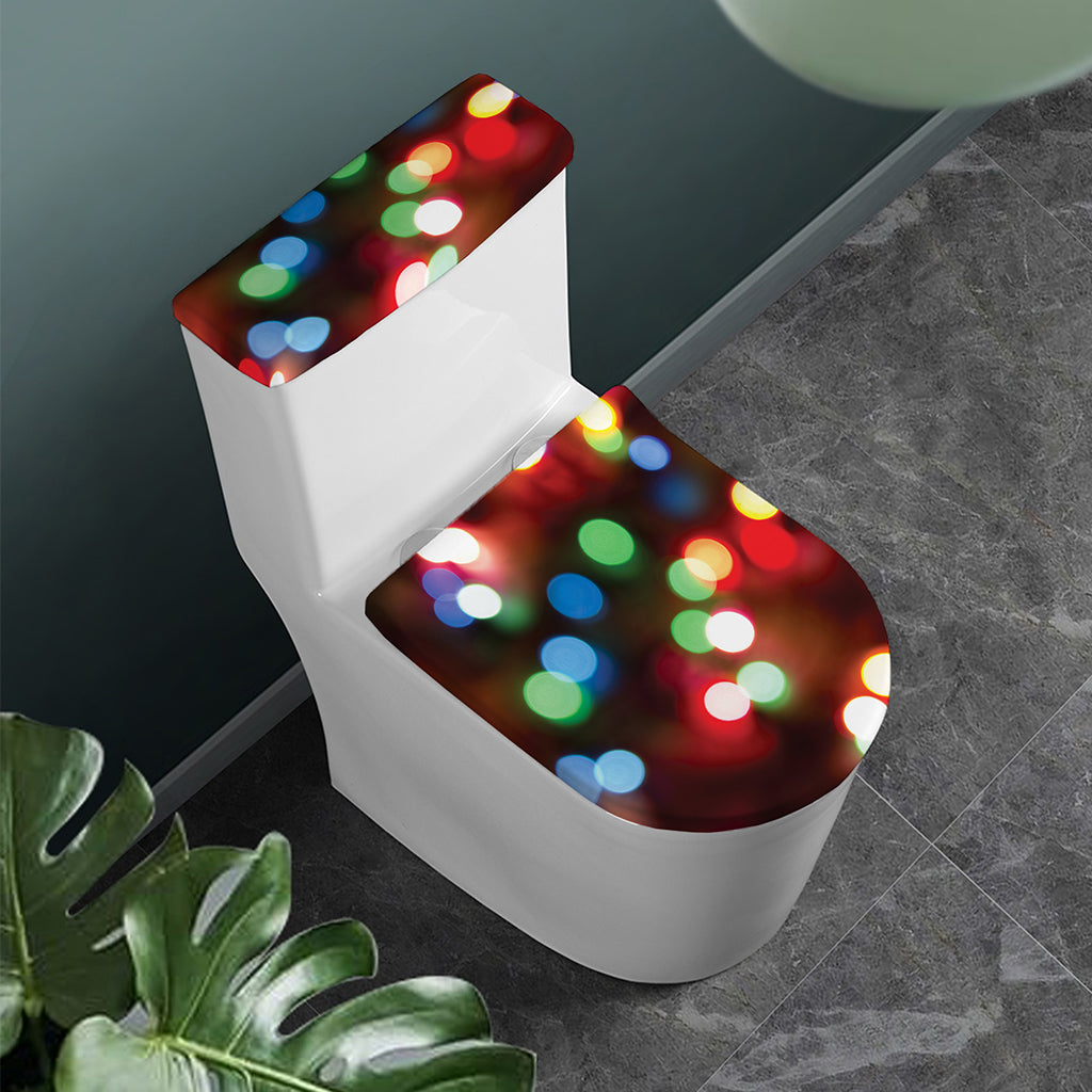 Defocused Christmas Lights Print Toilet Lid And Tank Cover Set
