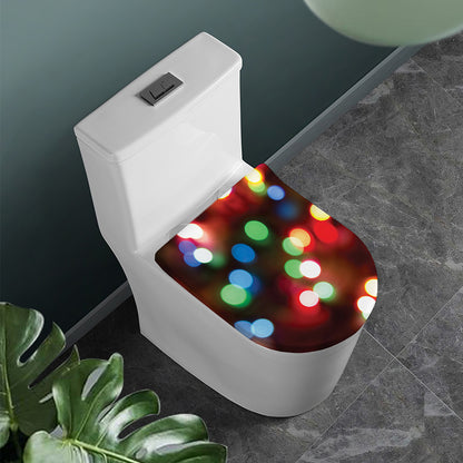 Defocused Christmas Lights Print Toilet Lid Cover