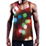 Defocused Christmas Lights Print Training Tank Top
