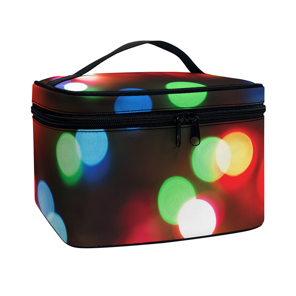 Defocused Christmas Lights Print Travel Makeup Bag