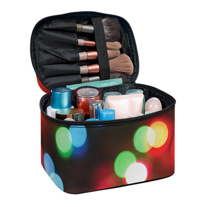 Defocused Christmas Lights Print Travel Makeup Bag
