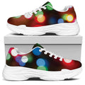 Defocused Christmas Lights Print White Chunky Shoes
