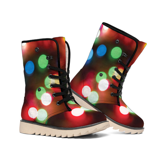 Defocused Christmas Lights Print Winter Boots