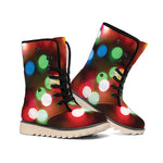 Defocused Christmas Lights Print Winter Boots