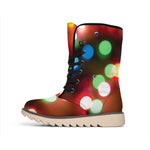 Defocused Christmas Lights Print Winter Boots