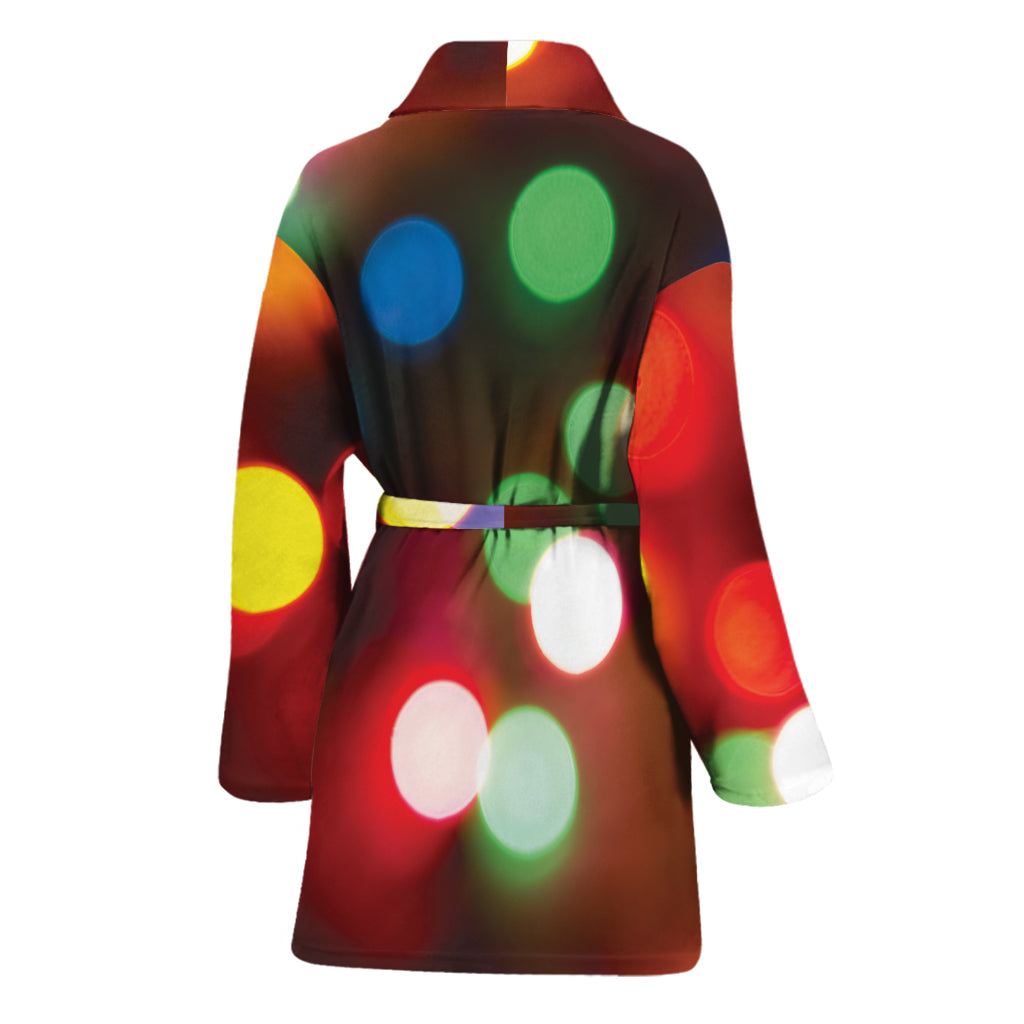 Defocused Christmas Lights Print Women's Bathrobe