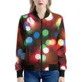 Defocused Christmas Lights Print Women's Bomber Jacket